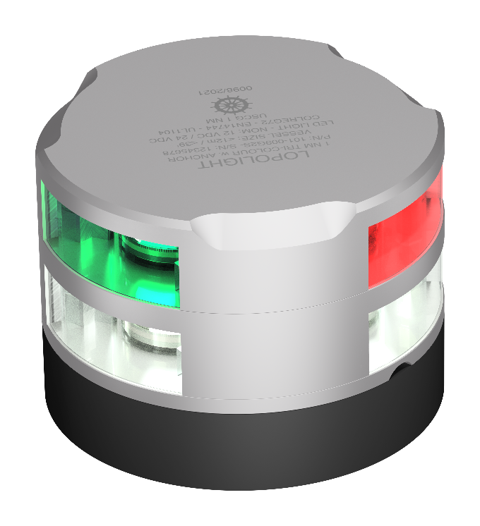 Tri-color/anchor, silver anodized